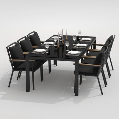 Обеденная группа IDEAL PATIO Обеденная группа  КАНА ФЕСТА плюс каркас карбон / стол стекло 200 / ткань черная арт. CAN.2015620
