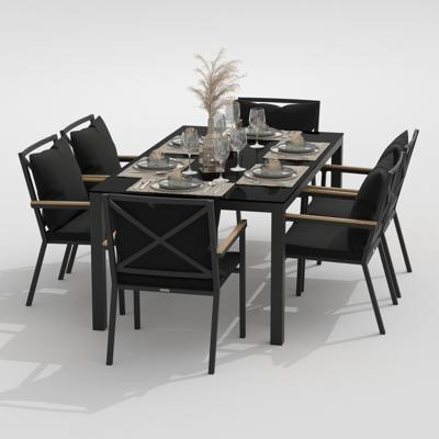 Обеденная группа IDEAL PATIO Обеденная группа  КАНА ФЕСТА плюс каркас карбон / стол стекло 180 / ткань черная арт. CAN.2015618