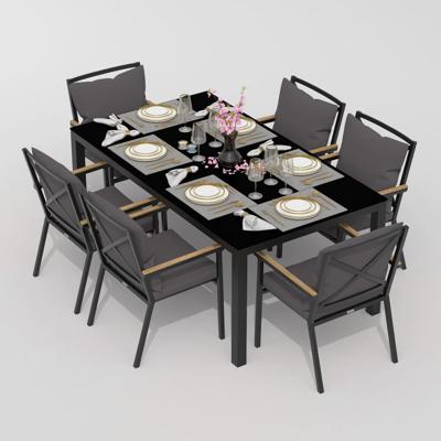 Обеденная группа IDEAL PATIO Обеденная группа  КАНА ФЕСТА плюс каркас карбон / стол стекло 180 / ткань антрацит арт. CAN.2015518