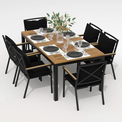 Обеденная группа IDEAL PATIO Обеденная группа  ТЕЛЛА ФЕСТА плюс каркас карбон / стол тик 180 / ткань черная арт. TLL.2015618