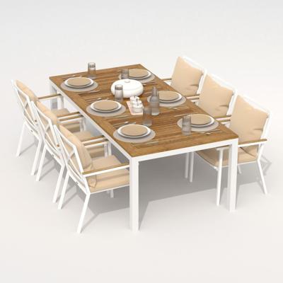 Обеденная группа IDEAL PATIO Обеденная группа  ТЕЛЛА ФЕСТА плюс каркас белый / стол тик 200 / ткань бежевая арт. TLL.2025220