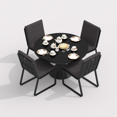 Обеденная группа IDEAL PATIO Обеденная группа ДИВА ГИРА  каркас карбон / стол стекло диа 110 / ткань антрацит арт. DVA.2013511