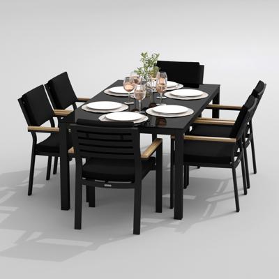 Обеденная группа IDEAL PATIO Обеденная группа КАНА  БОНТА  каркас карбон / стол стекло 180 / ткань черная арт. CAN.2011618