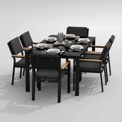 Обеденная группа IDEAL PATIO Обеденная группа КАНА  БОНТА  каркас карбон / стол стекло 180 / ткань антрацит арт. CAN.2011518