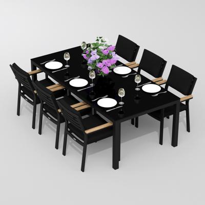 Обеденная группа IDEAL PATIO Обеденная группа КАНА  БОНТА  каркас карбон / стол стекло 200 / ткань черная арт. CAN.2011620