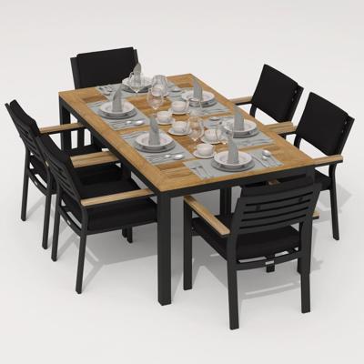 Обеденная группа IDEAL PATIO Обеденная группа ТЕЛЛА  БОНТА каркас карбон / стол тик 180 / ткань черная арт. TLL.2011618