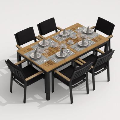 Обеденная группа IDEAL PATIO Обеденная группа ТЕЛЛА  БОНТА каркас карбон / стол тик 180 / ткань черная арт. TLL.2011618