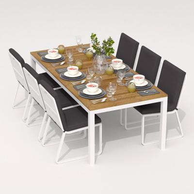Обеденная группа IDEAL PATIO Обеденная группа ТЕЛЛА  ГИРА  каркас белый / стол тик 220 / ткань антрацит арт. TLL.2023522