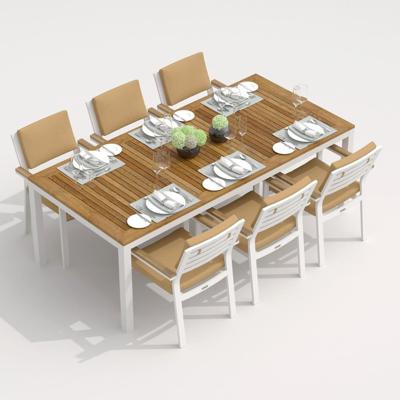 Обеденная группа IDEAL PATIO Обеденная группа ТЕЛЛА  БОНТА каркас белый / стол тик 200 / ткань бежевая арт. TLL.2021220