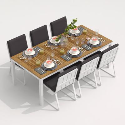 Обеденная группа IDEAL PATIO Обеденная группа ТЕЛЛА  ГИРА  каркас белый / стол тик 200 / ткань антрацит арт. TLL.2023520