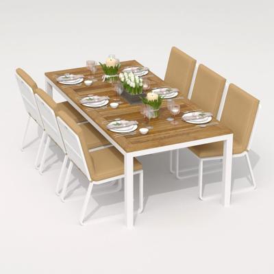Обеденная группа IDEAL PATIO Обеденная группа ТЕЛЛА  ГИРА  каркас белый / стол тик 200 / ткань бежевая арт. TLL.2023220