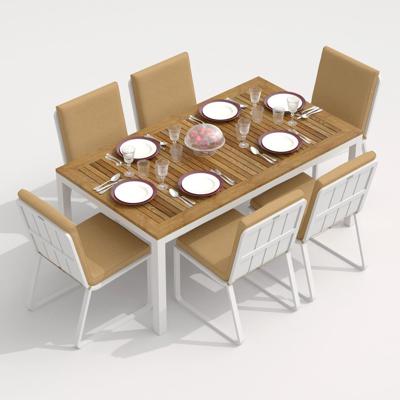 Обеденная группа IDEAL PATIO Обеденная группа ТЕЛЛА  ГИРА  каркас белый / стол тик 180 / ткань бежевая арт. TLL.2023218