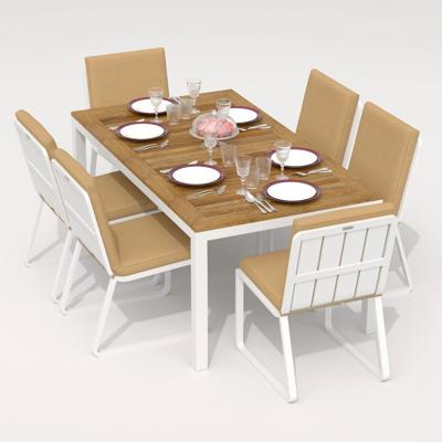 Обеденная группа IDEAL PATIO Обеденная группа ТЕЛЛА  ГИРА  каркас белый / стол тик 180 / ткань бежевая арт. TLL.2023218