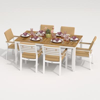 Обеденная группа IDEAL PATIO Обеденная группа ТЕЛЛА  БОНТА каркас белый / стол тик 180 / ткань бежевая арт. TLL.2021218