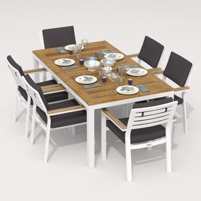 Обеденная группа IDEAL PATIO Обеденная группа ТЕЛЛА  БОНТА  каркас белый / стол тик 180 / ткань антрацит арт. TLL.2021518