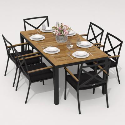 Обеденная группа IDEAL PATIO Обеденная группа ТЕЛЛА  ФЕСТА  каркас карбон / стол тик 180 / ткань черная арт. TLL.2014618