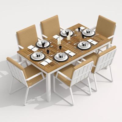 Обеденная группа IDEAL PATIO Обеденная группа ТЕЛЛА  АЛЬБА  каркас белый / стол тик 180 / ткань бежевая арт. TLL.2022218