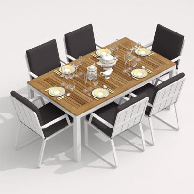 Обеденная группа IDEAL PATIO Обеденная группа ТЕЛЛА  АЛЬБА  каркас белый / стол тик 180 / ткань антрацит арт. TLL.2022518