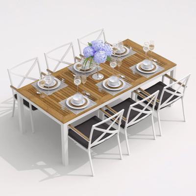 Обеденная группа IDEAL PATIO Обеденная группа ТЕЛЛА  ФЕСТА  каркас белый / стол тик 220 / ткань антрацит арт. TLL.2024522