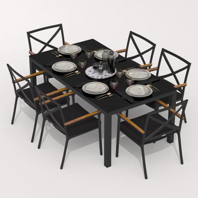 Обеденная группа IDEAL PATIO Обеденная группа КАНА  ФЕСТА  каркас карбон / стол стекло 180 / ткань черная арт. CAN.2014618