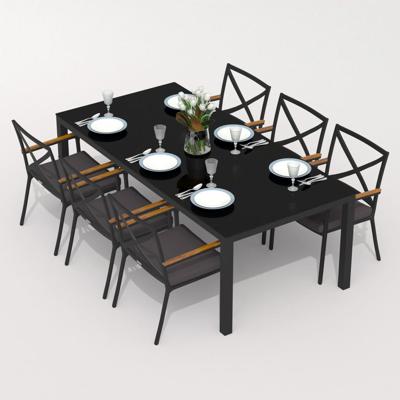 Обеденная группа IDEAL PATIO Обеденная группа КАНА ФЕСТА  каркас карбон / стол стекло 220 / ткань антрацит арт. CAN.2014522
