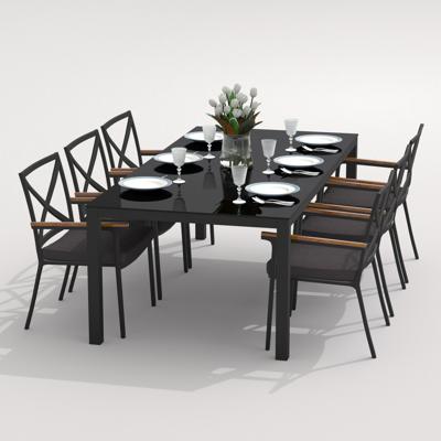 Обеденная группа IDEAL PATIO Обеденная группа КАНА ФЕСТА  каркас карбон / стол стекло 220 / ткань антрацит арт. CAN.2014522