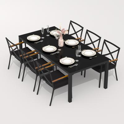 Обеденная группа IDEAL PATIO Обеденная группа КАНА ФЕСТА  каркас карбон / стол стекло 220 / ткань черная арт. CAN.2014622