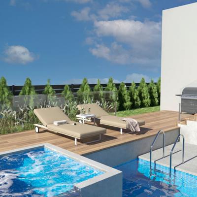 Мебель IDEAL PATIO Шезлонг КОСТА на колесах бежевый - белый каркас арт. CST.3022000