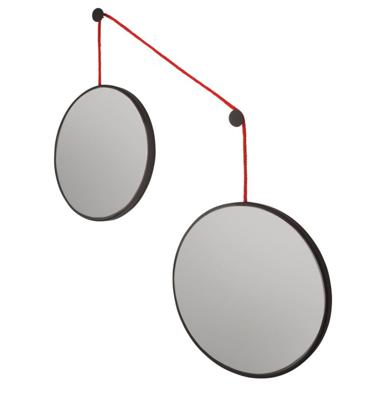 Зеркало Art-Zerkalo Balance M Black 2 зеркала по 40см  на красном шнуре арт. SM201RBL