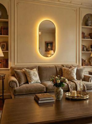 Зеркало Art-Zerkalo Kapsel L LED Gold Зеркало в раме с подсветкой арт. SM034LGL
