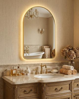Зеркало Art-Zerkalo Arch M LED Gold Зеркало в раме с подсветкой арт. SM120LGL