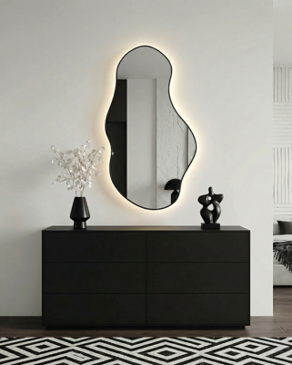 Зеркало Art-Zerkalo Lake LED Black Зеркало в раме с подсветкой арт. SM124LBL