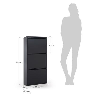 Тумба для обуви La Forma (ех Julia Grup) Полка для обуви Rox 3 двери металлическая графит арт. 067565