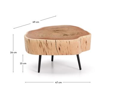 Столик La Forma (ех Julia Grup) Журнальный столик Tavine из массива акации с выбеленной отделкой и черными стальными ножками Ø49 см арт. 419821