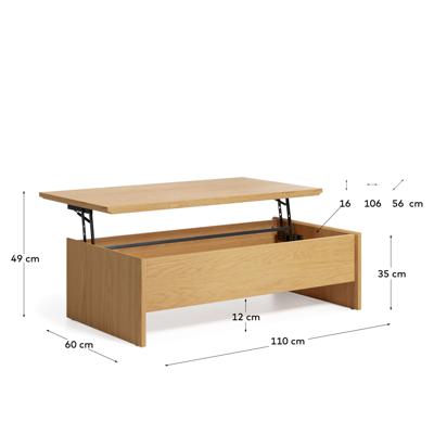 Столик La Forma (ех Julia Grup) Abilen Подъемный журнальный столик из дуба 110 x 60 см FSC 100% арт. 162678