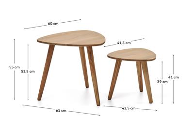 Столик La Forma (ех Julia Grup) Комплект из 2-х столиков Duvani из массива акации с выбеленной отделкой арт. 419811