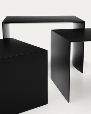 Столик La Forma (ех Julia Grup) Набор из 3-х черных столиков Litto из МДФ,  60 x 40 / 51 x 36 / 42 x 31 см арт. 497752