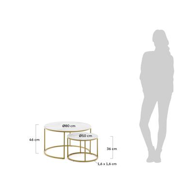 Столик La Forma (ех Julia Grup) Набор из 2 приставных столиков Leonor Ø 80 см / Ø 50 см арт. 071090