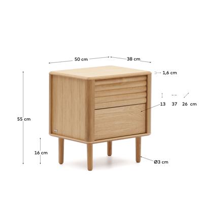 Тумбочка La Forma (ех Julia Grup) Lenon Тумбочка с 2 ящиками из шпона дуба 50 x 55 см арт. 160929