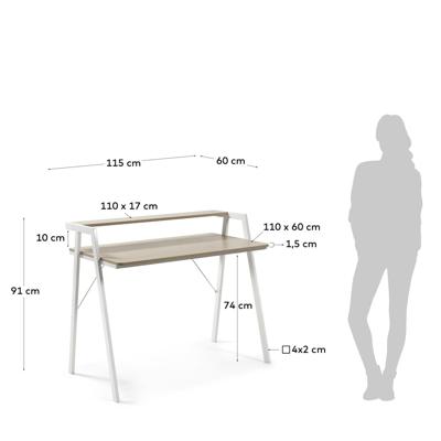 Стол письменный La Forma (ех Julia Grup) Письменный стол Aarhus 114,5x60 серый дуб арт. 069047