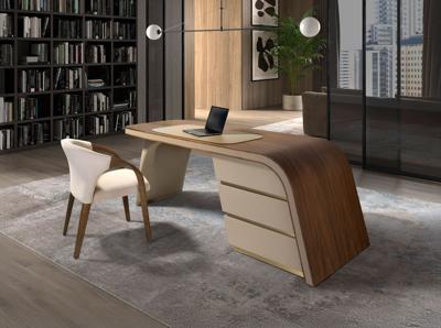 Стол письменный Angel Cerda Письменный стол 3268/DS-23006 из ореха и кремовой экокожи арт. 206585