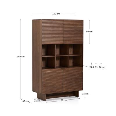 Буфет La Forma (ех Julia Grup) Высокий 4-дверный буфет Norlen из орехового шпона арт. 423669