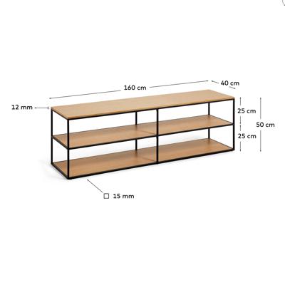 Тумба под ТВ La Forma (ех Julia Grup) Yoana Тумба под TV из дубового шпона и черного металла 160 x 40 см арт. 146304