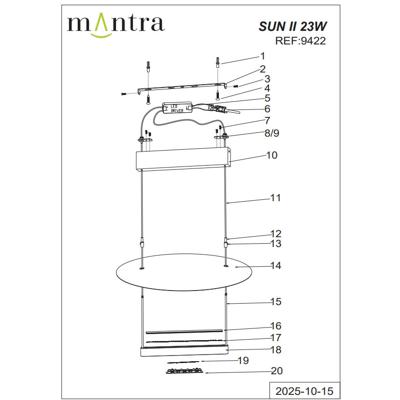 Подвесной светильник Mantra 9422 Люстра подвесная MANTRA SUN II арт. 497018