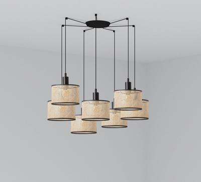 Подвесной светильник Faro Подвесной светильник Mambo черный/ротанг ø21 7L арт. 113682