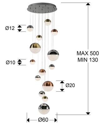 Подвесной светильник Schuller Подвесной светильник Sphere 14L LED Ø60 X500Н DIM арт. 098372