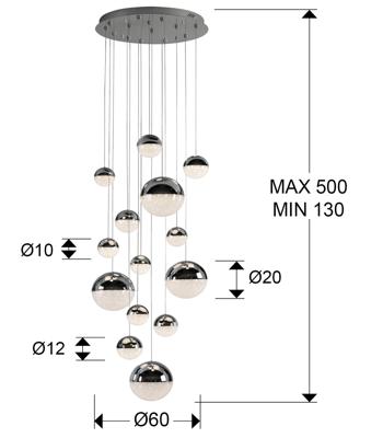 Подвесной светильник Schuller Подвесной светильник Sphere 14L LED Ø60 X500H DIM хром арт. 098374