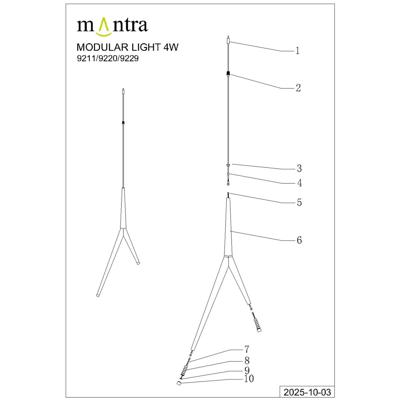 Подвесной светильник Mantra 9369+9220 (8L) Подвесная люстра MANTRA ARRECIFE арт. 499024