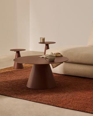 Столик La Forma (ех Julia Grup) Журнальный столик Wilshire из стекла и стали терракотовый Ø80cm арт. 253563