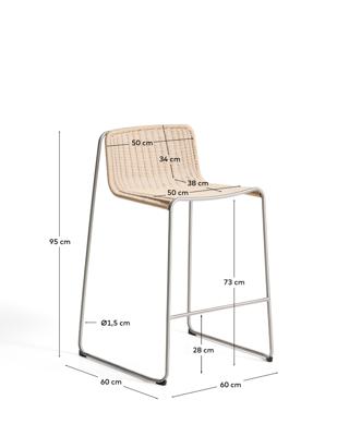 Стул барный La Forma (ех Julia Grup) Уличный барный стул Tavari из бежевой веревки и стали арт. 481659